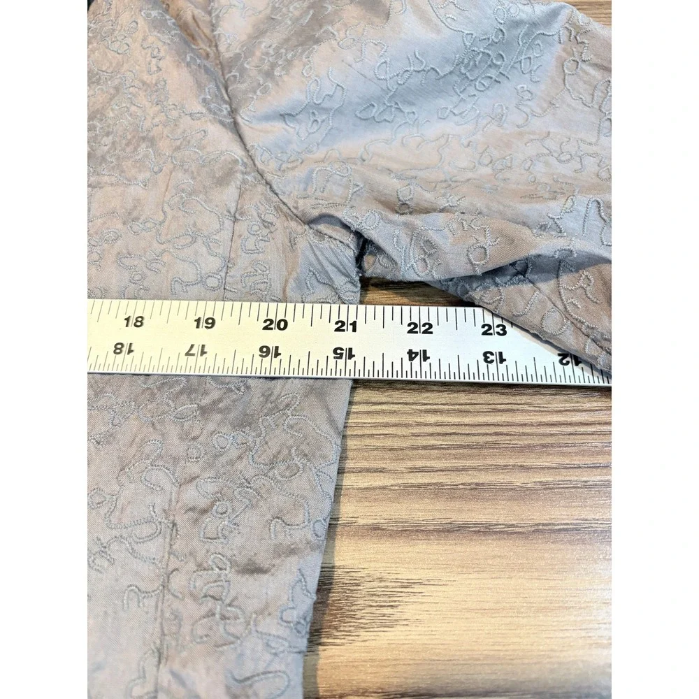 Eileen Fisher Luxury 100% Silk Embroidered Floral Open Front Blazer Jacket‎ M